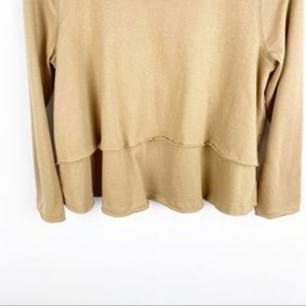 Free People Tan Brown Flowy Long Sleeve Blouse Top Size XS - Picture 5 of 8